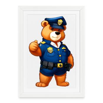 Police des Ours - Affiche encadrée (27 × 37 cm) - blanc - Devant