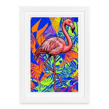Flamant - Affiche encadrée (27 × 37 cm) - blanc - Devant