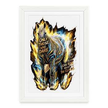 Dare To Fly Alone Horse Quote - Framed poster (27 × 37 cm) - white - Front