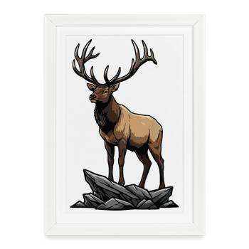 Majestic Elk Elk Wilderness Rock - Framed poster (27 × 37 cm) - white - Front