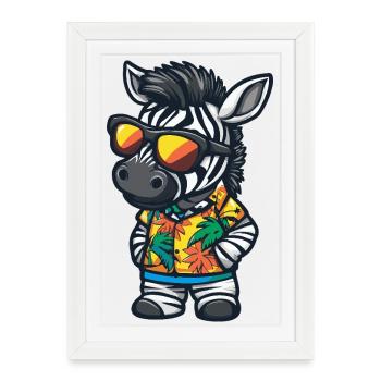 Zebra Comic Vacation - Framed poster (27 × 37 cm) - white - Front