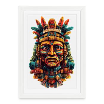Aztec Feather Mask - Framed poster (27 × 37 cm) - white - Front