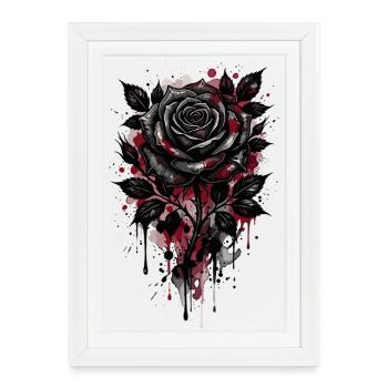 Rose, Rose Noire, Rose et Fleurs - Affiche encadrée (27 × 37 cm) - blanc - Devant