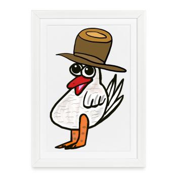 Poule Coq Poules Enfants Enfants - Affiche encadrée (27 × 37 cm) - blanc - Devant