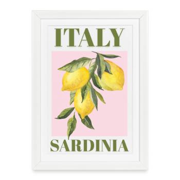 Italie Vacances en Sardaigne plage Citrons Sardaigne - Affiche encadrée (27 × 37 cm) - blanc - Devant