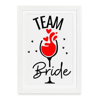 Équipe Mariée Vin - Affiche encadrée (27 × 37 cm) - blanc - Devant