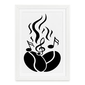 Grains de café avec notes de musique - Affiche encadrée (27 × 37 cm) - blanc - Devant