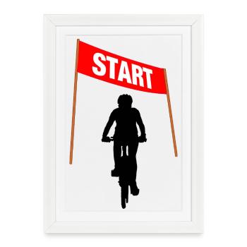 Ligne de départ cycliste - Affiche encadrée (27 × 37 cm) - blanc - Devant