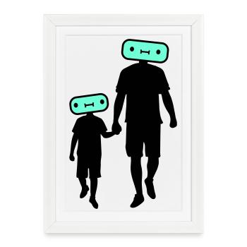 Silhouette familiale Chers enfants Parents Maman Papa - Affiche encadrée (27 × 37 cm) - blanc - Devant