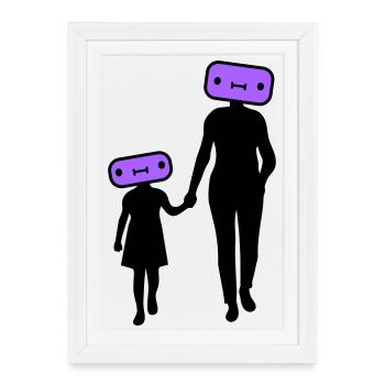 Silhouette familiale Chers enfants Parents Maman Papa - Affiche encadrée (27 × 37 cm) - blanc - Devant