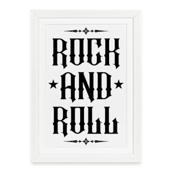 Rock and Roll Gothic Typography Design - Framed poster (27 × 37 cm) - white - Front