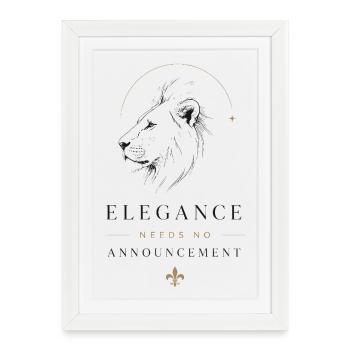 Eleganz Luxus Löwe Minimalismus Statement Ansage - Gerahmtes Poster (27 × 37 cm) - Weiß - Vorne