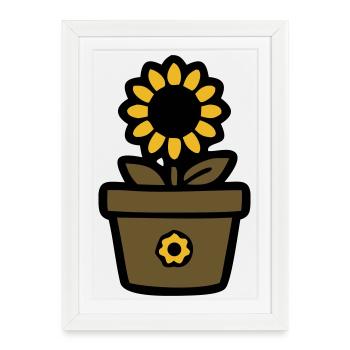 Sunflower Pot Plant Mom Garden Florist - Framed poster (27 × 37 cm) - white - Front