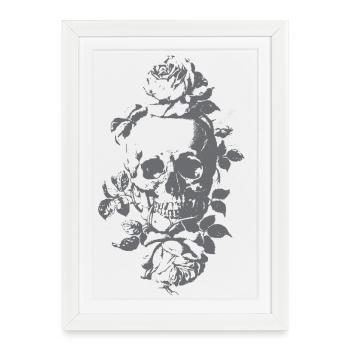 Roses du crâne gothique - Affiche encadrée (27 × 37 cm) - blanc - Devant