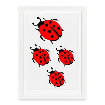 ladybug marienkaefer - Affiche encadrée (27 × 37 cm) - blanc - Devant