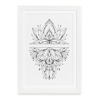Fleur de lotus mandala ornemental décoratif orient - Affiche encadrée (27 × 37 cm) - blanc - Devant