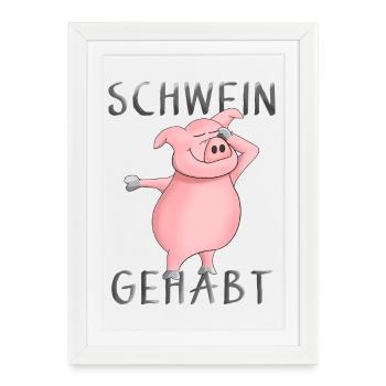 Pig - luck - good luck charm - Framed poster (27 × 37 cm) - white - Front