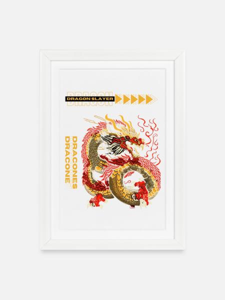 Drachentöter - Gerahmtes Poster (27 × 37 cm) - Weiß