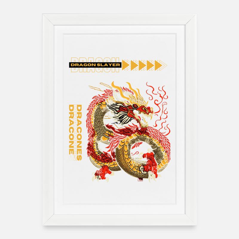 Drachentöter - Gerahmtes Poster (27 × 37 cm) - Weiß