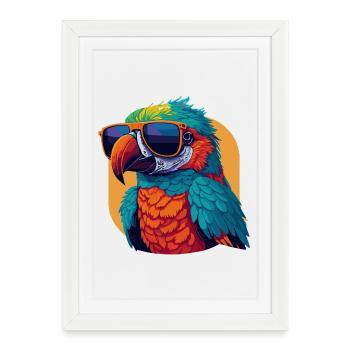 Colorful Charmer: Retro Parrot T-Shirt - Framed poster (27 × 37 cm) - white - Front