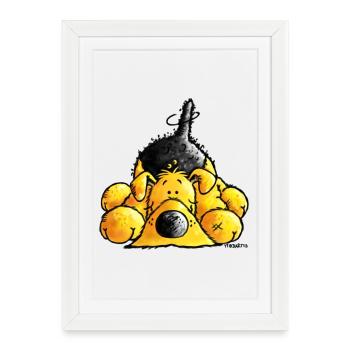 Airedale Terrier - chien - Affiche encadrée (27 × 37 cm) - blanc - Devant