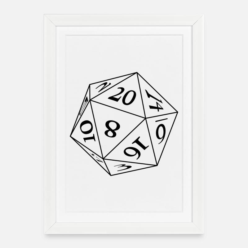 Würfel W20 - Gerahmtes Poster (27 × 37 cm) - Weiß