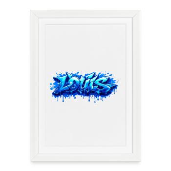 Graffiti  LOUIS Prénom cadeau idéal imprimable - Affiche encadrée (27 × 37 cm) - blanc - Devant