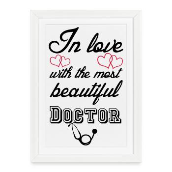 En amour - Docteur Docteurs, Paroles, Amour, Cadeau - Affiche encadrée (27 × 37 cm) - blanc - Devant