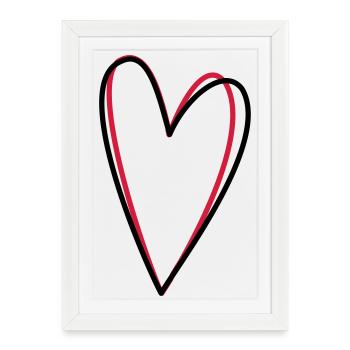 Idée de cadeau coeur amour amitié symbole - Affiche encadrée (27 × 37 cm) - blanc - Devant