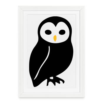 Hibou - Affiche encadrée (27 × 37 cm) - blanc - Devant