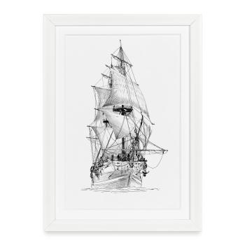 sailing ship - Framed poster (27 × 37 cm) - white - Front