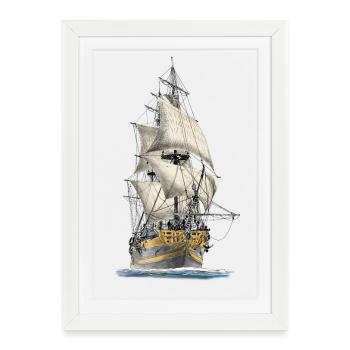 sailing ship - Framed poster (27 × 37 cm) - white - Front