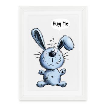 Hug Me Bunny - Affiche encadrée (27 × 37 cm) - blanc - Devant