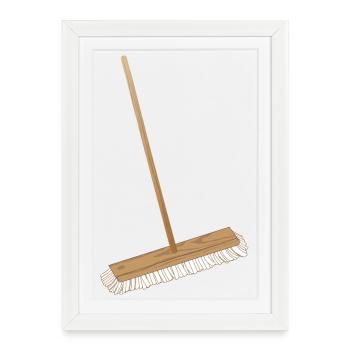 Brooms to sweep up & sweep under the carpet - Framed poster (27 × 37 cm) - white - Front