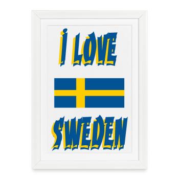 Love Sweden Flags Design - Affiche encadrée (27 × 37 cm) - blanc - Devant