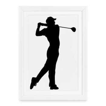 Logo de l’image d’ombre du joueur de golf - Affiche encadrée (27 × 37 cm) - blanc - Devant