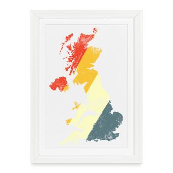 UK Map Prism Gradient - Framed poster (27 × 37 cm) - white - Front
