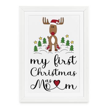 Mon premier Noël en tant que maman - Affiche encadrée (27 × 37 cm) - blanc - Devant
