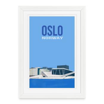 Oslo Norvège - Affiche encadrée (27 × 37 cm) - blanc - Devant