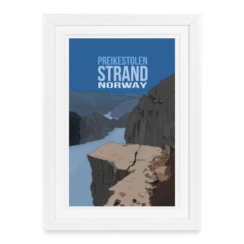 Preikestolen Norvège - Affiche encadrée (27 × 37 cm) - blanc - Devant