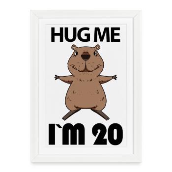 20 Anniversaire - 20 ans - Câlin - Affiche encadrée (27 × 37 cm) - blanc - Devant