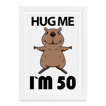50 ans - 50 ans - Hug - Affiche encadrée (27 × 37 cm) - blanc - Devant