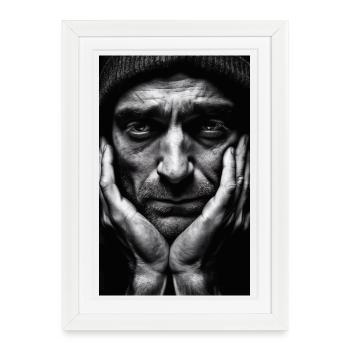 Thinking Guy - Framed poster (27 × 37 cm) - white - Front
