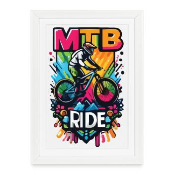 Vibrant Balade en VTT Illustration - Affiche encadrée (27 × 37 cm) - blanc - Devant