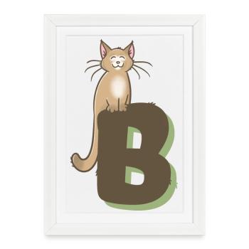 Lettre B du chat - Affiche encadrée (27 × 37 cm) - blanc - Devant