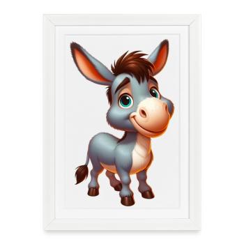 Âne âne tétine mule - Affiche encadrée (27 × 37 cm) - blanc - Devant