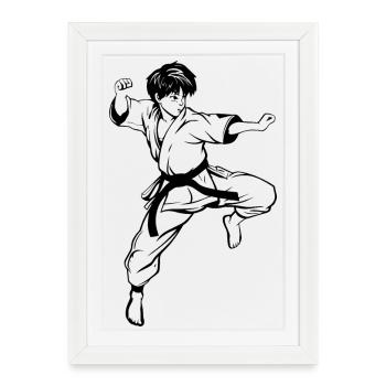 Dessin de karaté garçon - Affiche encadrée (27 × 37 cm) - blanc - Devant