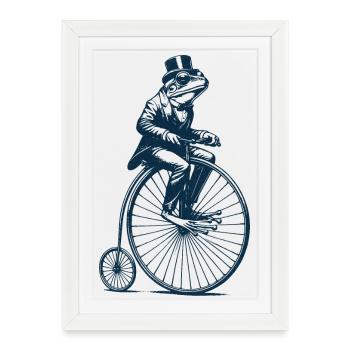 Frog on a penny-farthing - Framed poster (27 × 37 cm) - white - Front