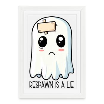 Respawn Is A Lie – Dessin animé de fantômes obscurs - Affiche encadrée (27 × 37 cm) - blanc - Devant
