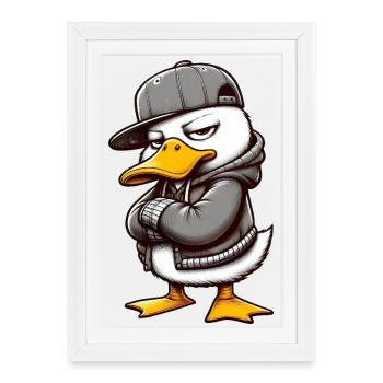 Hiphop Duck - Framed poster (27 × 37 cm) - white - Front